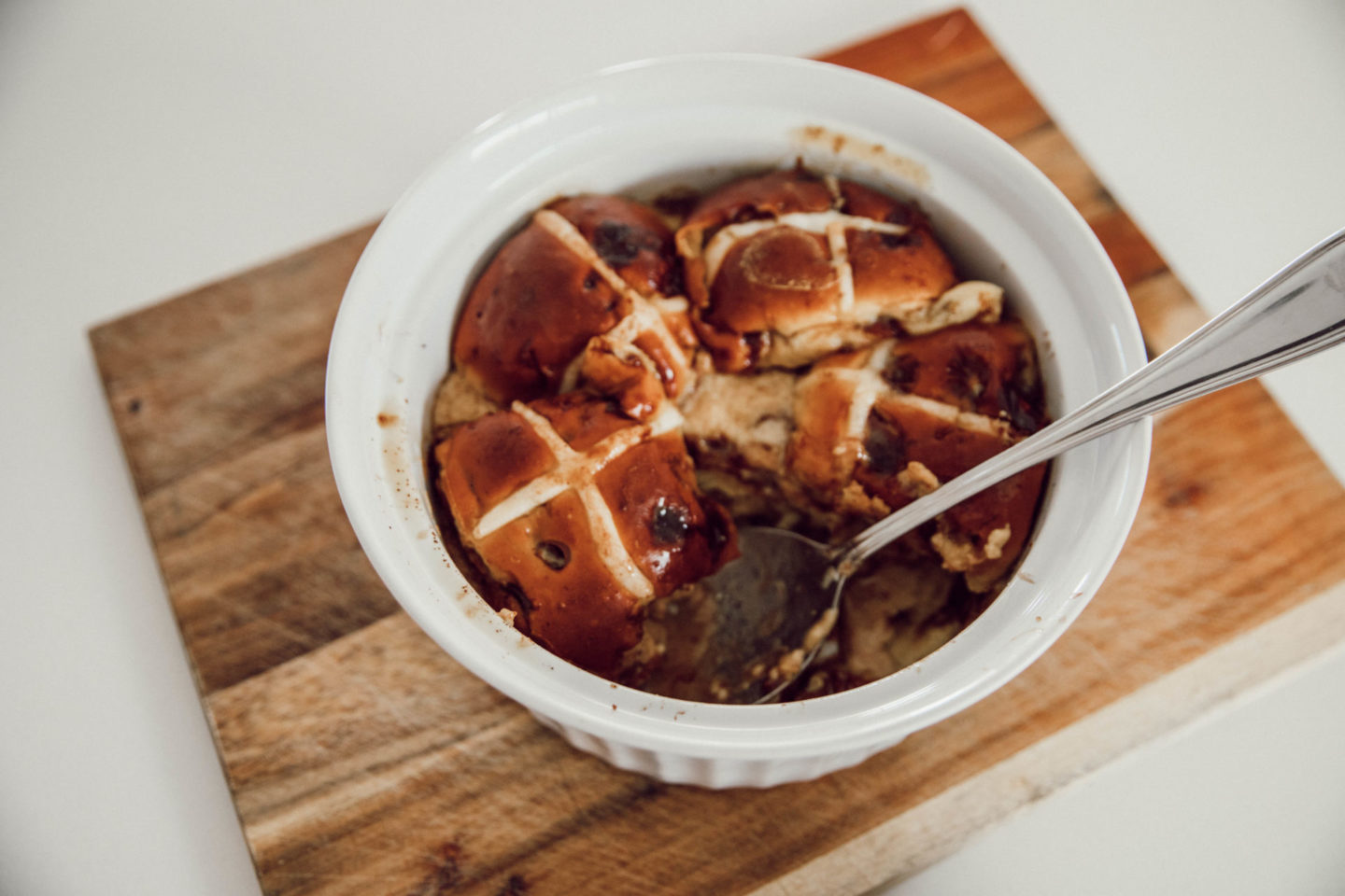 Easy Hot Cross Bun Bread & Butter Pudding